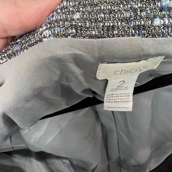 Chico’s‎ Silver Boucle Single Clasp Blazer 2 L Women’s - Picture 8 of 8